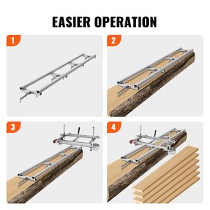 Sistema di guida per fresatura in alluminio regolabile da 9 piedi con 4 kit di barre trasversali per segatronchi, macchine per la lavorazione del legno e guide per seghe a nastro - Product Image 5