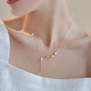 Elegante Collar de Clavícula de Plata de Ley 925 de Estilo Chino Retro con Perla de Agua Dulce, Diseño de Bambú, Belleza Natural - Product Image 4