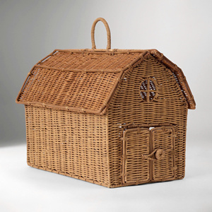 Distinctive House <b>Toy</b> Rattan <b>Storage</b> <b>Basket</b> With Roof Lid Timeless House Shape Nursery Organizer <b>Basket</b> - Product Image 3