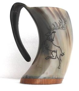 Natural Buffalo Horn Mug Viking Drinking and <b>Beer</b> Mug Hot Quality with Wood Hand Grip Best Selling - Product Image 2