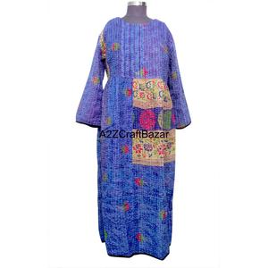 Robe longue ample en coton tricoté 100 % écologique à imprimé floral style vintage pour femme, collection printemps-été, vente en gros - Product Image 1