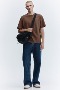 T-shirt en coton marron de qualité supérieure pour homme, coupe classique, col rond, manches courtes, décontracté, couleur unie, tricot jersey, teinture unie - Product Image 4