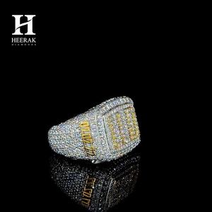แหวนอักษรย่อชื่อสั่งทำพิเศษ หรูหรา ทองคำขาว 14K 18K สองสี ประดับเพชรเหลืองแบบไมโครเพฟ สไตล์ฮิปฮอป แหวนแชมป์ - Product Image 2