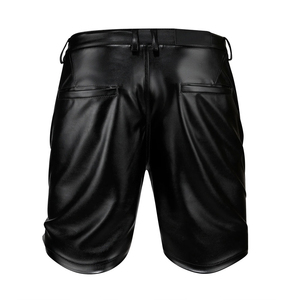 Pantalones Cortos Negros para Hombre, Recubiertos de PU, Cintura Alta, con Cierres Rojos, Cierre de Botón, Estilo Gótico, Material de Spandex y Poliéster - Product Image 2