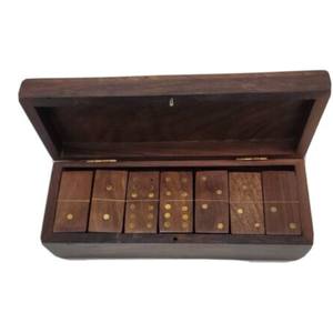 Juego de Dominó de Madera Hecho a Mano con Caja de Almacenamiento de Madera Maciza, Fichas Profesionales con Incrustaciones de Latón de Primera Calidad, Juego de Mesa de Lujo para Regalo - Product Image 1