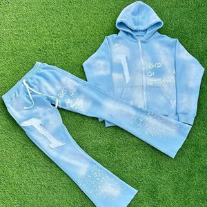 ชุดวอร์มผู้ชายพิมพ์โลโก้ตามสั่ง ดีไซน์ทันสมัยสำหรับฤดูหนาว แต่งแพทช์ ลุคเท่ ผ้าฟลีซคอตตอนพรีเมียม ซักย้อมแบบแอซิดวอช - Product Image 5