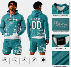 Conjunto de Sudadera con Capucha para Hombre SINEWY SPORTS, Impresión por Sublimación, Transpirable, Ligero, Deportivo, Ropa de Verano - Product Image 1