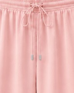 Pantalon de jogging rose pâle à jambes larges avec bandes latérales blanches pour femme, coupe décontractée, taille élastique, style streetwear - Product Image 6