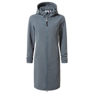 Chaqueta Larga con Capucha para Mujer, Cortavientos, Manga Larga, Color Sólido, Abrigo de Poliéster con Cierre de Cremallera, Ropa de Otoño - Product Image 1
