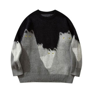 Pull tricoté personnalisable imprimé dessin animé tendance pour homme, manches longues, coupe classique, idéal pour l'automne - Product Image 3