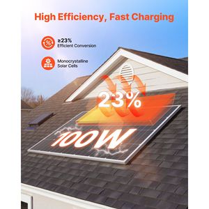 2 Pannelli Solari Monocristallini da 100W, Alta Efficienza 23%, Uscita MC4 Stabile, Impermeabili IP65, Telaio in Alluminio - Product Image 2