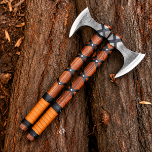 Hacha Vikinga Ragnar con Mango de Madera de Palisandro Envuelto en Cuero, Hoja de Acero con Alto Contenido de Carbono, Herramienta para Acampar, Supervivencia y Corte de Madera, ODM - Product Image 6