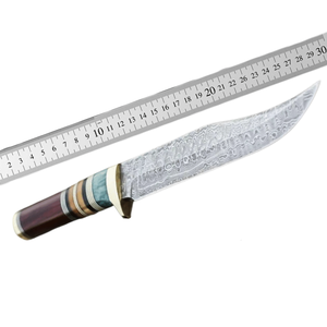 Cuchillo Bowie de Acero de Damasco Hecho a Mano con Mango de Madera, Cuchillo de Hoja Fija para Caza y Camping, Proveedor Mayorista, Regalo para Seres Queridos - Product Image 5