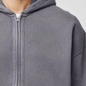 Sudadera con capucha unisex de felpa 100% algodón, personalizada con pedrería, de corte holgado y extragrande, con bolsillos, transpirable, antiencogimiento, con cremallera, para invierno, 550 gramos - Product Image 4