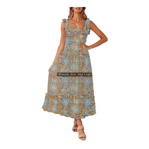 Adorables Robes de Soirée Ethniques à Bretelles Fines pour Femmes – Meilleure Robe à Bretelles Fines Imprimée à la Main pour Femmes - Product Image 5