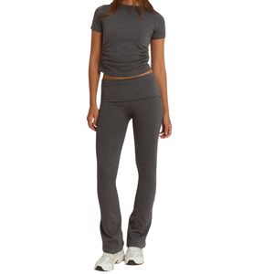 Conjunto Deportivo Personalizado al por Mayor para Mujer, Transpirable, Top Corto Elástico y Leggings de Cintura Alta, Conjunto de Dos Piezas para Fitness y Entrenamiento - Product Image 1