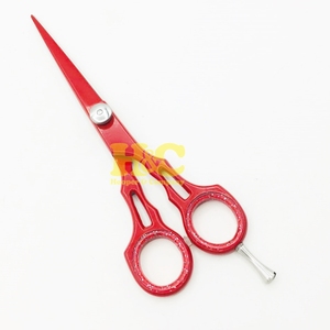 Ciseaux de Barbier Rouge en Acier Inoxydable, Kit d'Outils de Coiffure Professionnel à Pointe Droite Tranchante, Durables – Meilleures Ventes - Product Image 3