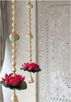 Bannière de porte multicolore personnalisable en perles de cristal de lotus traditionnelles indiennes, style Jhumka, écologique, toran suspendu, Art Déco