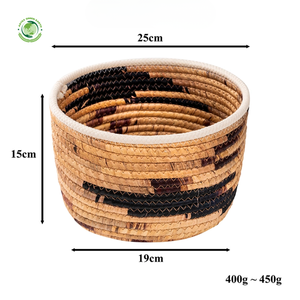 Lot de 2 paniers en jacinthe d'eau avec bords cousus, paniers de rangement faits à la main, vente en gros, écologiques, fabriqués au Vietnam - Product Image 3