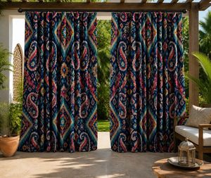 Modern Paisley Ikat Art Nouveau Velvet Or Blackout <b>Window</b> <b>Curtain</b> Each Panel Luxury Decorative Soft Touch Fabric Room Darkening - Product Image 1