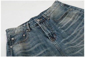 Men's Mid Waist Loose Snow Wash Denim <b>Jeans</b> Quick Dry Casual <b>Winter</b> Style Wide Leg Pants with Pockets - Product Image 2