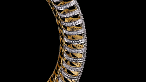 Luxury Gold Peacock <b>Bangle</b> <b>Set</b> Lab Grown Diamond Meenakari(Enamel) IGI Certified Rhodium Bridal Designer Women 14KT Ethnic - Product Image 3