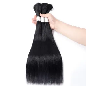 Virgin Hair Curly Remy Hair Long Natural Black Straight Remy Human Hair Weave Customizable Size - Product Image 5