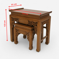 Tam Viet A08 Table d'altare rectangulaire en bois de Sindora massif, à un niveau, avec motif de lotus gravé, réutilisable, pour culte familial ancestral