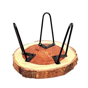 Présentoir à gâteaux rond en bois rustique Aqdus Saleem avec pieds en métal pour pâtisserie et fêtes - Product Image 3