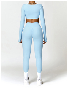 Wholesale Eco-Friendly Breathable Spandex/Polyester Sports Outfit Yoga Clothes Gym Fitness <b>Athletic</b> Activewear Scrunch Sets - Product Image 4