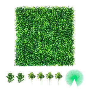 Paneles de Pared de Seto Artificial de Boj PE, 16 Unidades de 20x20 Pulgadas, Certificación UV, Seto de Privacidad con Fondo de Césped Artificial - Product Image 1