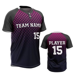 Unisex Baseball Jersey Sublimated Print Moisture Wicking 100% <b>Polyester</b> Short Sleeve Polka Dot Pattern Regular Fit - Product Image 4