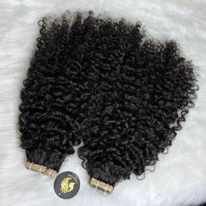 Prix de gros 100% Extensions de cheveux humains naturels bruts birmans Vente à chaud Ruban bouclé dans les cheveux - Product Image 5