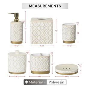 Ensemble de salle de bain blanc design avec accents dorés, parfait pour la décoration festive, les célébrations et les cadeaux. Vente en gros depuis l'Inde. - Product Image 5