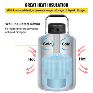 10L Aluminum Alloy <b>Liquid</b> Nitrogen Tank <b>Cryogenic</b> <b>Container</b> with 6 Canisters Carry Bag for Laboratory Refrigeration Equipment - Product Image 4