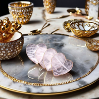 Sous-verre de table en pierre naturelle (quartz rose, agate) plaqué or, fait main, motif cœur, style chakra, vente en gros, nouveauté