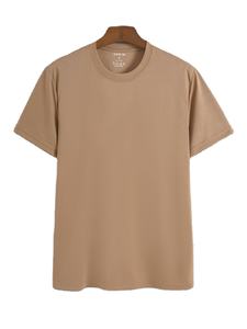 En stock T-shirt en coton respirant à manches courtes pour homme T-shirt uni à col rond pour femme Logo personnalisé - Product Image 5