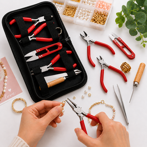 Kit de fournitures pour la fabrication de bijoux avec pinces, pincettes et coupe-fils pour projets d'artisanat DIY, ensemble d'outils en acier inoxydable - Product Image 5
