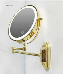 Daystar Trade <b>Lighted</b> Modern Wall Mounted Foldable Makeup <b>Mirror</b> Rose Design Gold-Plated Metal Frame 3X Magnification Beauty - Product Image 1