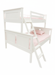 Modern Design Solid Rubber Wood Twin-Full Size <b>Bunk</b> <b>Bed</b> High Quality <b>White</b> Bedroom Furniture P.D.T Brand Stackable - Product Image 4