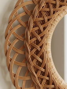 Elegant Stylish Round Rattan Wall <b>Mirror</b> Handcrafted Natural Fiber Frame For Boho Living Room Bedroom Decor From India - Product Image 4
