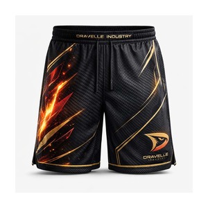 Pantalones Cortos Deportivos Personalizados de la Industria Dravelle, Ropa Deportiva Sublimada de Primera Calidad, Detalles Metálicos Dorados, Secado Rápido, Ecológicos - Product Image 2