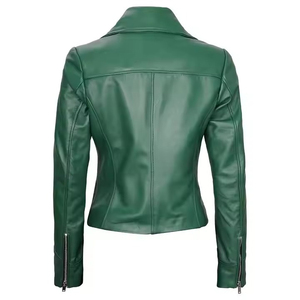 Pink PU Leather Moto <b>Jacket</b> <b>Women</b> Stand Collar Zipper Closure Full Sleeve Solid Color <b>Spring</b> Style - Product Image 3