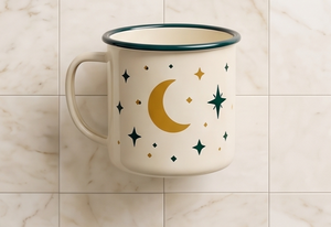 Tasse à café émaillée imprimée OEM, thème astrologique, en fer, pour voyage, vente en gros, fournisseur direct - Product Image 3