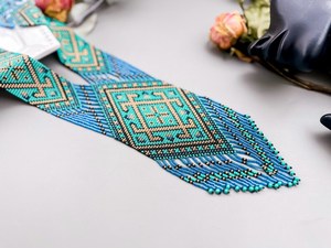 MEILLEURE VENTE Collier ethnique perlé, idée cadeau pour elle, pour les amateurs de bijoux tribaux, collier long traditionnel en turquoise et or - Product Image 5