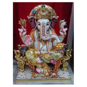 Magnifique statue de Ganesha en marbre blanc, fabricant de statues de Ganesha en marbre blanc indien. - Product Image 1