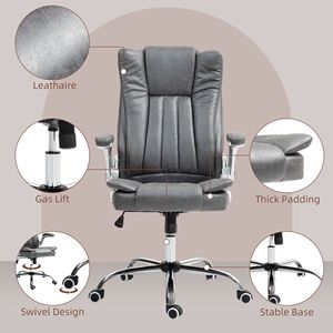 Sedia da Ufficio Ergonomica con Schienale Alto, Braccioli Imbottiti Ribaltabili, Inclinazione e Altezza Regolabili, Base in Nylon Marrone Scuro, Design Reclinabile - Product Image 6