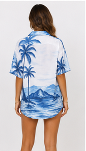 Camisa Hawaiana para Mujer, Estampado Floral Tropical Personalizado, Botones, Manga Corta, Holgada, Informal, para Vacaciones, Ropa de Playa de Verano, Venta al Por Mayor - Product Image 2