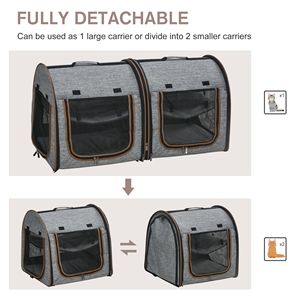 Trasportino per Gatti Portatile da 39 Pollici con Doppio Scomparto, Cuscini Morbidi e Borsa Portaoggetti per Esposizioni e Trasporto Animali Domestici - Product Image 5