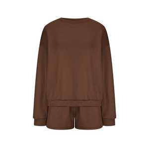 Conjunto Deportivo de Dos Piezas para Mujer, Top de Manga Larga de Algodón para Fitness, Ropa Deportiva, Sudadera, Conjunto Corto de Yoga - Product Image 2